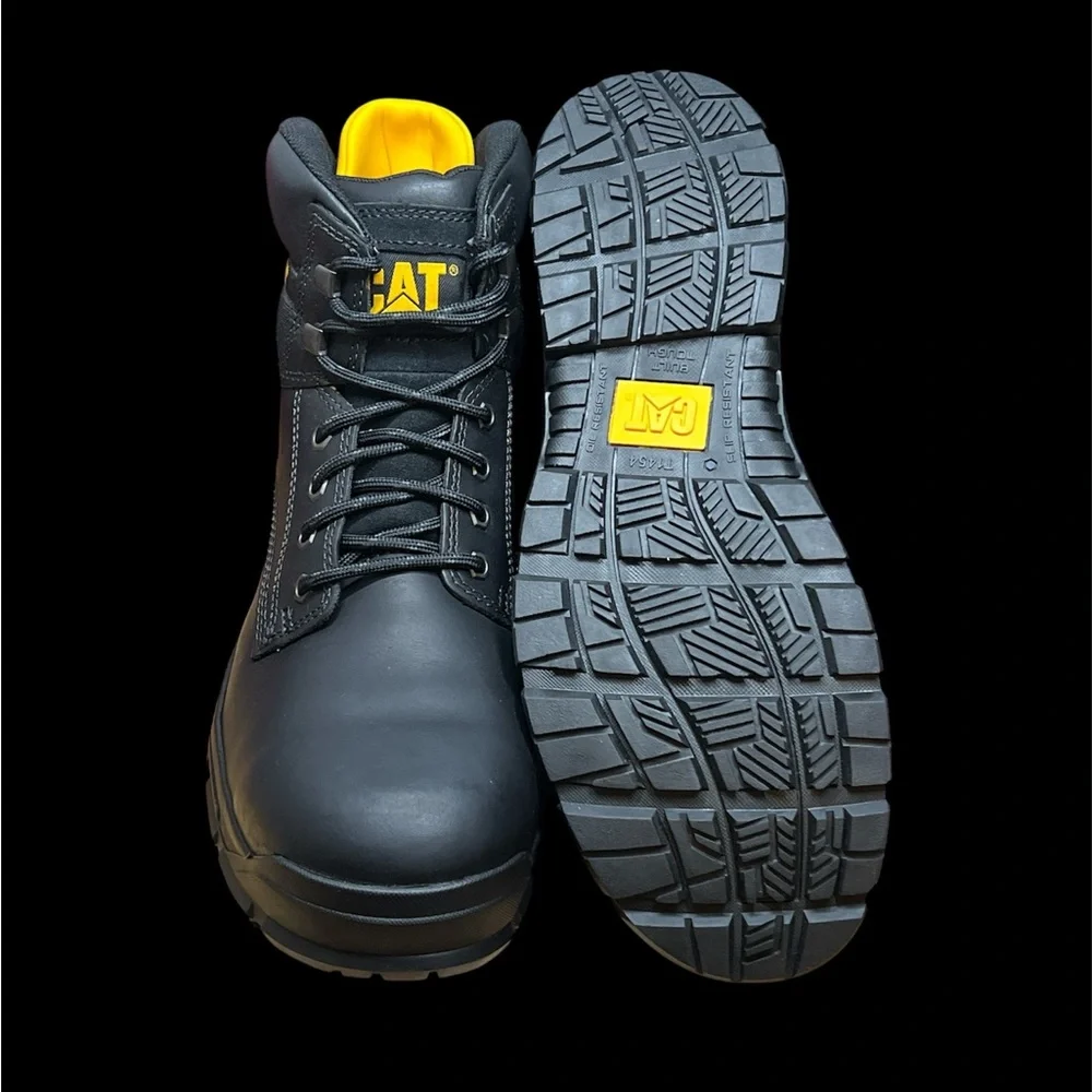 Size‎ 13 - Caterpillar Mobilize Mens Black Leather Alloy Toe Work Boots